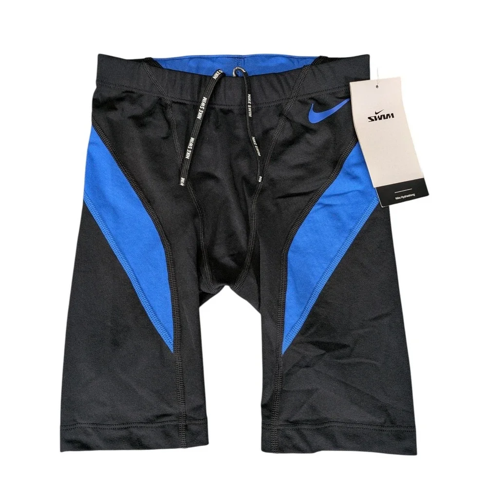 Nike Swim HydraStrong Men Black Blue Training Jammer Swimsuit NESSA103 Size 26